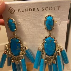 Kendra Scott. Kristen blue turquoise stone tassel earrings